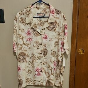 Jamaica Bay Beige And Pink Vacation Island Shirt NWT